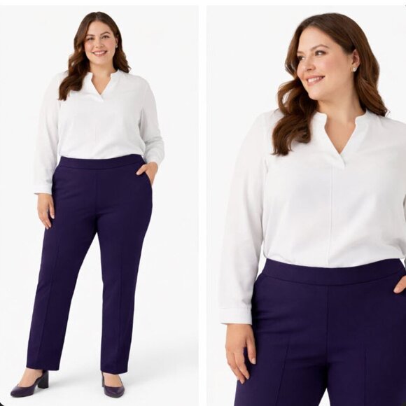 Northern Reflections Pants - Northern Reflections Purple Basic Comfort Ponte Pant 18​​​​​